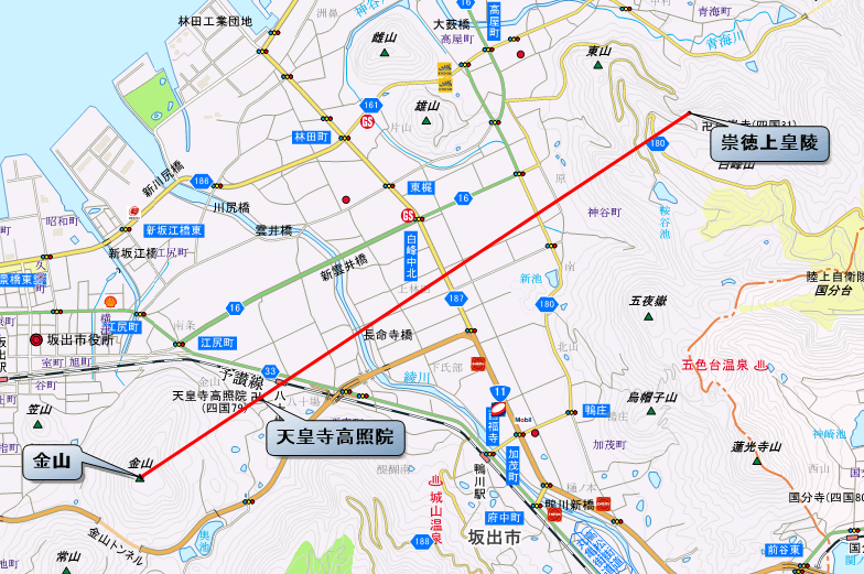 天皇寺と崇徳天皇陵との位置関係 地図