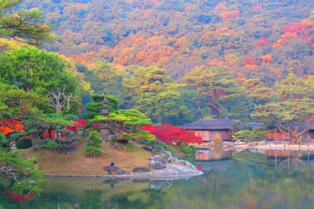 栗林公園_紅葉_南庭