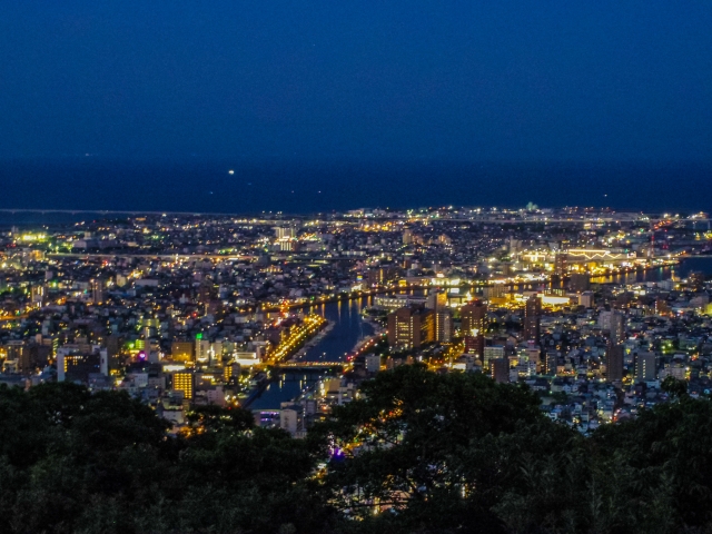 眉山_頂上からの徳島市街地の夜景