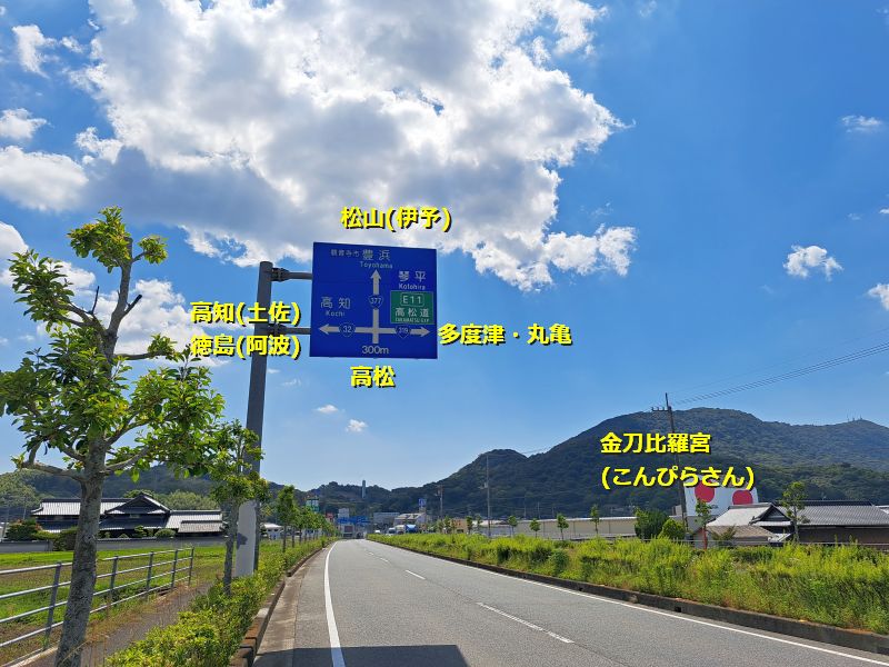 買田東交差点道路標識