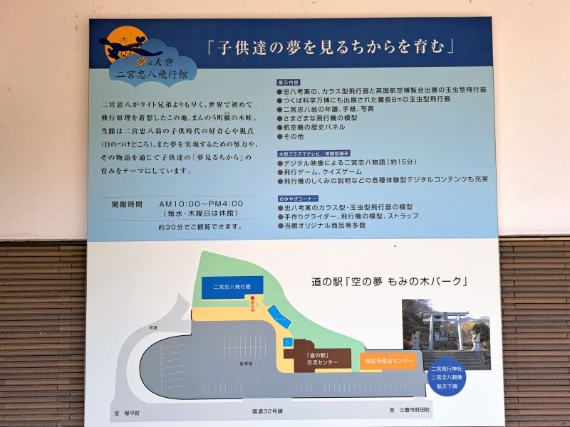 施設配置図_道の駅空の夢もみの木パーク・二宮忠八飛行館・二宮飛行神社