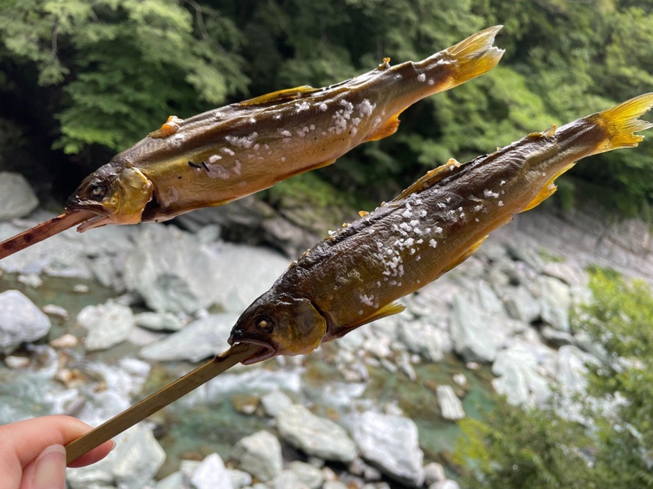 祖谷のかずら橋_魚の串焼き